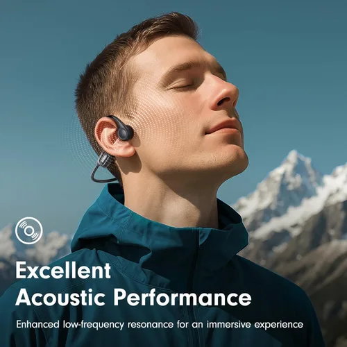 Miniatura 2 de Auriculares de conducción ósea, auriculares de oreja abierta Bluetooth 5.4 con micrófono, 8 horas de reproducción, auriculares de conducción ósea