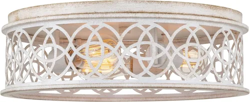 Kira Home Blythe - Lámpara de techo de 17 pulgadas, 3 luces, estilo rústico de granja, montaje empotrado + pantalla de tambor de jaula metálica,