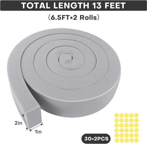 Miniatura 2 de Kit de sellado de ventana de CA con adhesivo, 2 tiras aislantes de espuma gris de 2 x 1 x 6.5 pies, espuma de aire acondicionado