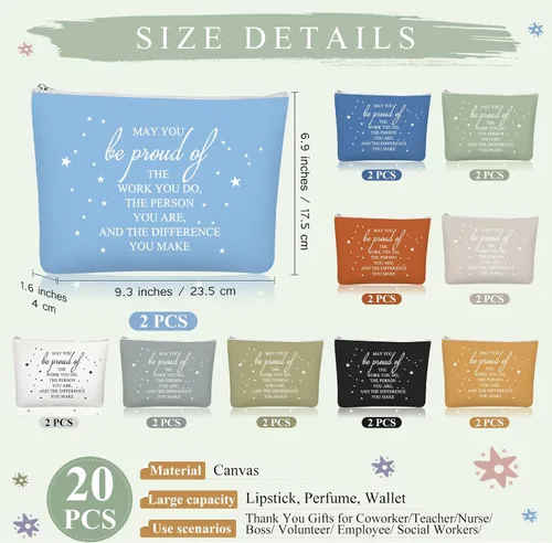 Miniatura 2 de Sieral 20 bolsas de regalo de semana de CNA a granel 2026, bolsa de maquillaje de agradecimiento para empleados, regalo de agradecimiento