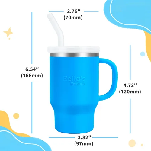 Miniatura 3 de Taza de Bella's Friends Handy Mini – Adorable taza sippy para niños pequeños de 9 oz, interior de acero inoxidable y cuerpo de silicona, a prueba