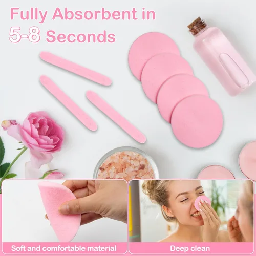 Miniatura 4 de Luxiv - Esponjas faciales comprimidas, 240 + 1 unidad, esponja facial redonda, esponjas profesionales comprimidas para eliminación de maquillaje
