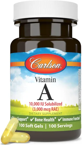 Miniatura 5 de Carlson - Vitamina A solubilizada, 10000 UI (3000 mcg RAE), soluble en agua, salud de la visión, 100 cápsulas blandas