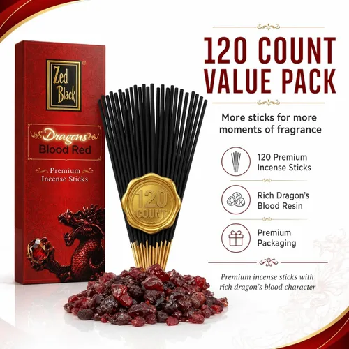 Miniatura 2 de Dragons Blood - Varitas de incienso de 120 unidades Incienso de resina natural enrollada a mano Sangre de Drago para protección Limpieza