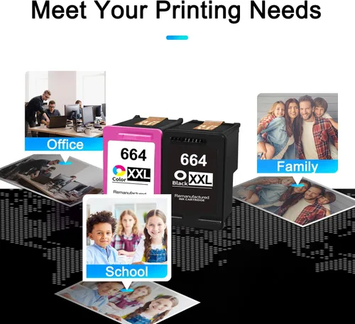 Miniatura 6 de 664xl - Cartucho de tinta negro y color de repuesto para HP 664 XL para impresora DeskJet 1115 2135 2138 3635 3636 3638 4675 4676 4678 4535 4536