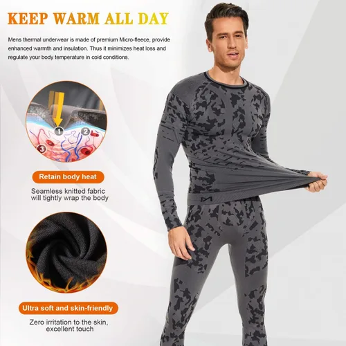 Miniatura 3 de MeetHoo Conjunto de ropa interior térmica para hombre ropa de invierno para hombre capa base de capa base larga