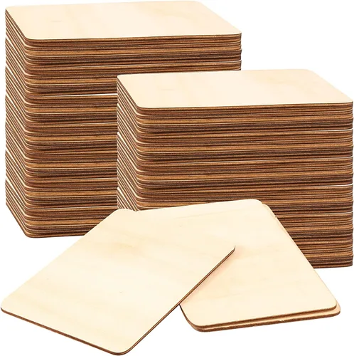 HOIGON 100 piezas rectangulares de madera sin terminar, hojas de madera de tilo en blanco de 4 x 6 pulgadas, recortes de madera para manualidades,