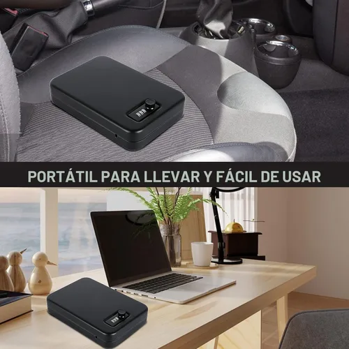 Miniatura 6 de Dalmbox - Caja fuerte para pistolas, caja de seguridad pequeña para pistolas de mano con cerradura de combinación, caja fuerte portátil para viajes