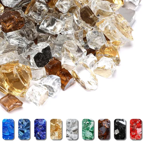 Miniatura 38 de GRISUN Vidrio de fuego azul océano Pacífico para hoguera, 10 libras 1/2 pulgada rocas de vidrio templado para chimenea natural o propano, seguro