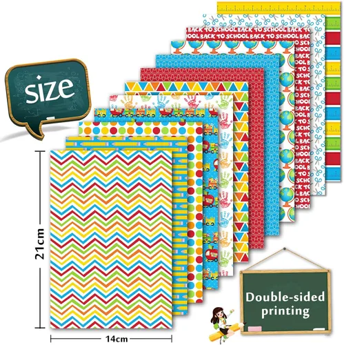Miniatura 2 de Whaline 60 hojas de papel de doble cara para el primer día de escuela, álbum de recortes, papel especial para hacer tarjetas de fondo decorativo