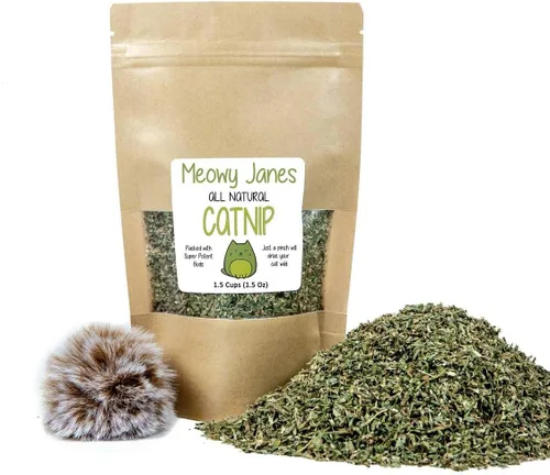 Miniatura 7 de Meowy Janes 1.5 tazas de hierba gatera de súper alta potencia con bola de juguete mullida, cultivada en Estados Unidos (2.5 tazas)