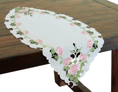 Miniatura 4 de Xia Home Fashions Camino de mesa de primavera con bordado de rosas de verano, 12 x 28 pulgadas