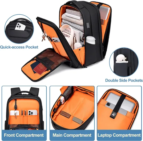 Miniatura 2 de Mochila de negocios FENRUIEN para hombres profesionales, Negro, Ampliable