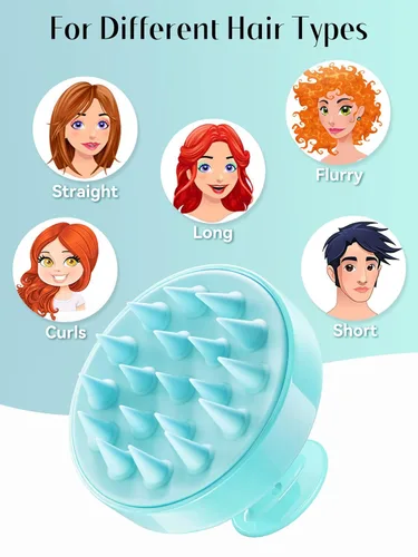 Miniatura 6 de HEETA Masajeador de cuero cabelludo para el crecimiento del cabello, cepillo de champú exfoliante de silicona suave para el cuero cabelludo, cepillo