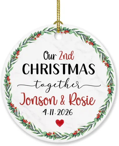 Miniatura 21 de Adorno de decoración de pareja juntos Navidad 2025, Adorno personalizado de nuestra primera Navidad juntos, regalo para citas, aniversario, pareja