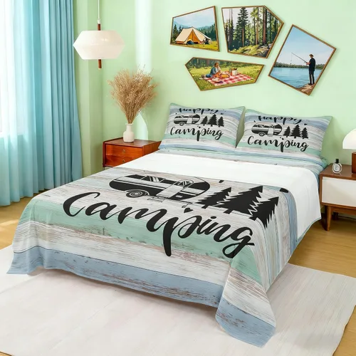 Miniatura 33 de Castle Fairy Juego de sábanas para niños, casa rodante y campista, juego de sábanas para decoración del hogar con bolsillo profundo, sábana encimera