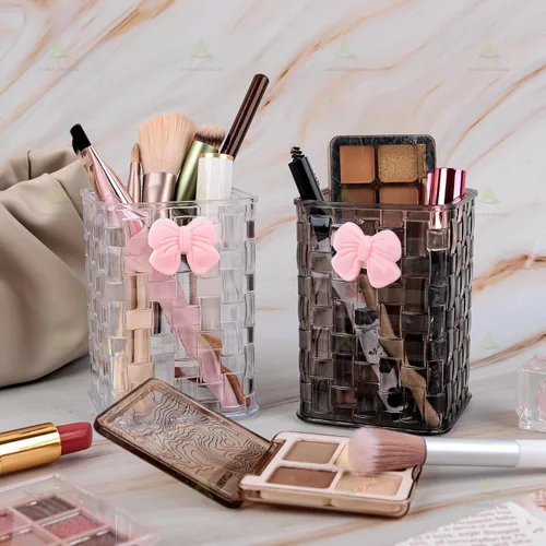 Miniatura 3 de Paquete de 2 soportes para brochas de maquillaje con lazo con bolsa de cosméticos adhesiva para mujer With Stickable Cosmetic-bag