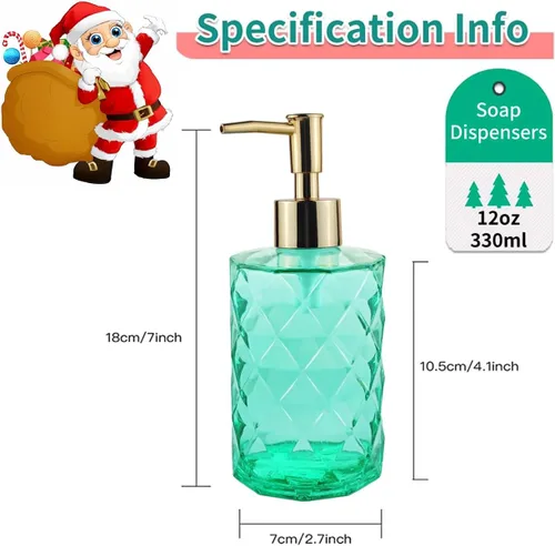 Miniatura 7 de Dispensador de jabón verde para baño, dispensador de jabón líquido de manos verde esmeralda recargable con bomba de plástico ABS para baño, jabón