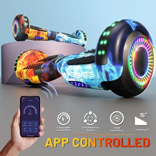 Miniatura 4 de SIMATE Hoverboard - Aeropatineta Bluetooth todo terreno con luces LED y control de aplicación, regalos para niños, adultos, niñas, niños, para todas