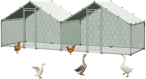 Miniatura 10 de Gallinero de metal de 13 x 10 x 6.56 pies, jaula grande para aves de corral para 10 a 20 pollos, gallinas y conejos, casa de pato con cubierta