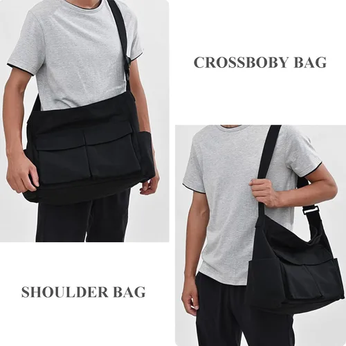 Miniatura 2 de WITERY Bolso bandolera de lona Bolso cruzado grande tipo hobo para mujeres y hombres, bolso casual para mujer, bolso de mano retro de mezclilla