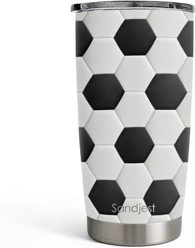 Miniatura 29 de SANDJEST Vaso de baloncesto con aislamiento de acero inoxidable de 20 onzas, taza de café de viaje, vasos deportivos, regalos para amantes