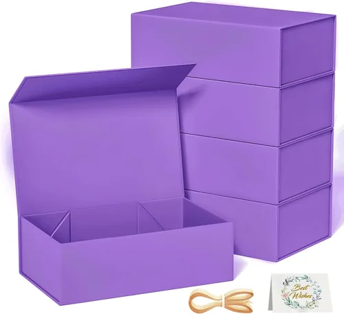 Miniatura 25 de RYDDOY Caja de Regalo Negra, 9.5x6x3'' Cajas de Regalo para Regalos con Tapas Cierre Magnético Rectangular Plegable para Caja de Propuesta