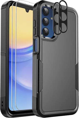Funda para teléfono Samsung Galaxy A15 5G, [protección contra caídas de grado militar de 15 pies] [protector de pantalla de vidrio + protector de