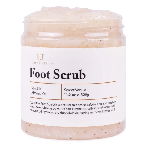 FootFitter Exfoliante natural para pies con sal marina, cuidado de pies exfoliante profundo para piel seca, callos y talones agrietados, suaviza los