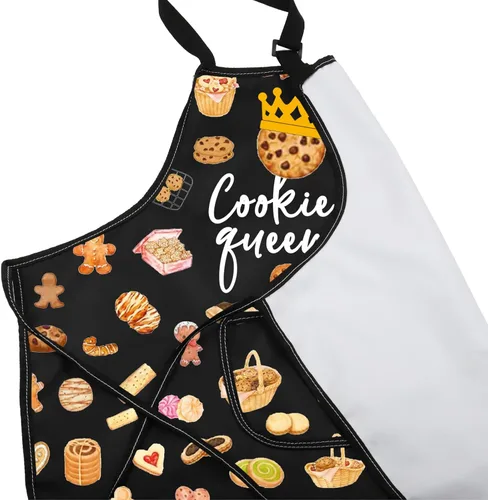 Miniatura 5 de VAMSII Delantal de galleta Queen con bolsillos, delantal ajustable para amantes de la repostería, chef de pastelería, regalo de cocina