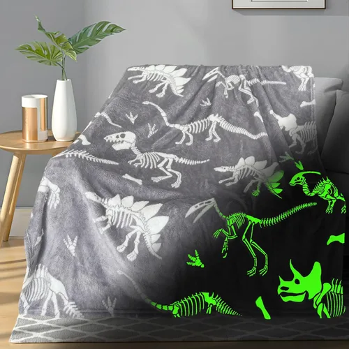 Miniatura 13 de TEHALK Mantas de bebé personalizadas para niños, manta de dinosaurio para niños, manta que brilla en la oscuridad para niños, manta para niños