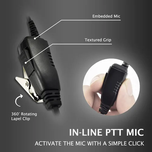 Miniatura 6 de PROMAXPOWER Auricular giratorio PTT de dos vías con forma de C de 1 cable para Motorola CP88, CP100, CP185, CP200D, CLS1110, CLS1410, RDM2070d