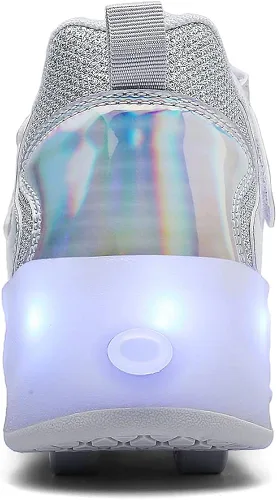Miniatura 6 de CEIEOE Zapatos con ruedas para niños, 4 ruedas y 16 LED, modelo colorido, para niñas, niños, pueden cargar para principiantes, fiestas, cumpleaños