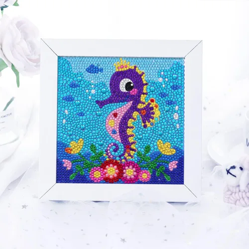 Miniatura 7 de Kits de pintura de diamantes 5D para niños, 7.1'' x 7.1'' pulgadas, marco de madera, artes y manualidades de diamantes para niños, pegatinas