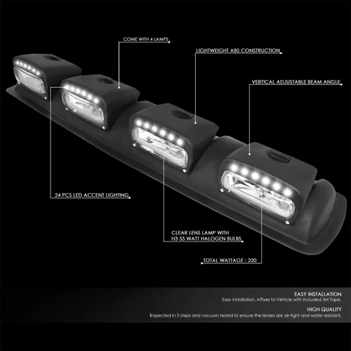 Miniatura 2 de DNA MOTORING FL-ZTL-360-CH Luz antiniebla universal montada en el techo con arnés de cableado e interruptor interior, ángulo de haz ajustable