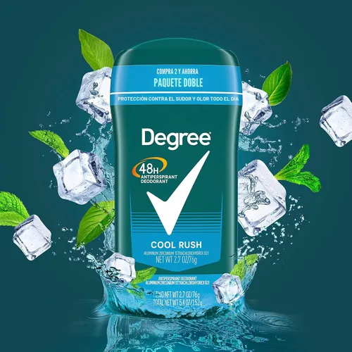 Miniatura 5 de Degree Desodorante antitranspirante original para hombre, paquete doble Cool Rush, protección contra el sudor y el olor, antitranspirante