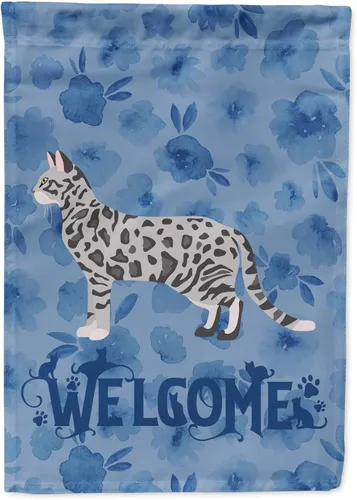 Miniatura 218 de Caroline's Treasures CK4813CHF - Bandera de bienvenida con gato abisinio azul, manga grande, para porche, para colgar en la pared, poliéster