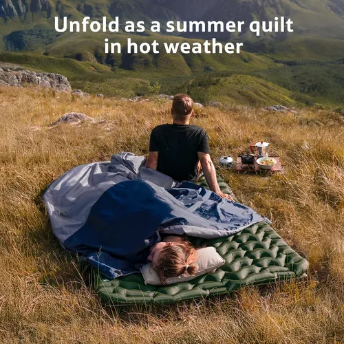 Miniatura 5 de Naturehike Saco de dormir ligero y compacto, sobre de 59 ℉/32 ℉, ultraligero para mochilero, portátil, impermeable, con saco de compresión para frío