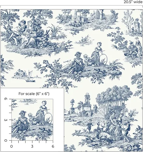 Miniatura 8 de NextWall Chateau Toile - Papel tapiz autoadhesivo (azul marino)