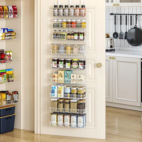 Miniatura 5 de JKsmart Organizador de especias de 9 niveles con gancho para puerta, montaje en pared y capacidad extra grande para despensa – Diseño elegante