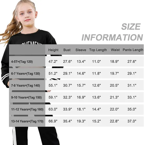 Miniatura 7 de Betusline Conjuntos de 2 piezas para niñas, lindos conjuntos de ropa de otoño e invierno, 4T-14 años