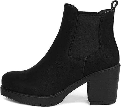 Miniatura 2 de DREAM PAIRS. FRE - Botines de tacón alto estilo Chelsea para mujer