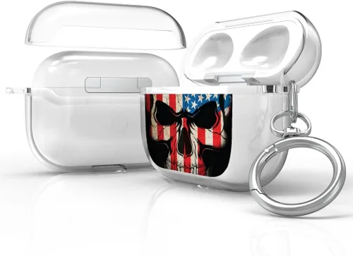 Funda protectora de silicona híbrida compatible con AirPods 3, AirPods de 3ª generación 2021 con llavero delgado de dos piezas a presión en la funda