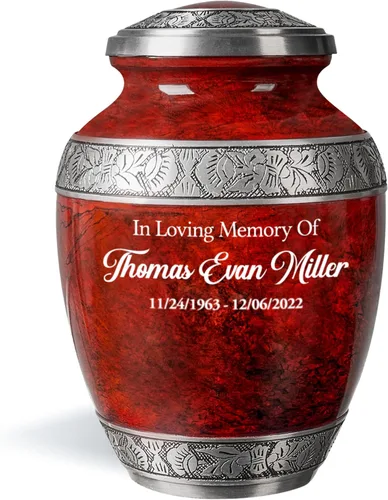 Miniatura 8 de Urna de cremación personalizada para cenizas humanas adultas, nombre grabado personalizado, conmemorativo funerario grande hecho a mano con diseño