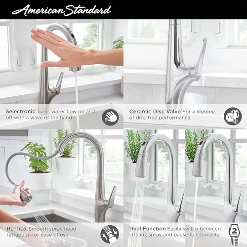 Miniatura 3 de American Standard 4901380.002 Avery Selectronic - Grifo de cocina extraíble manos libres, cromado