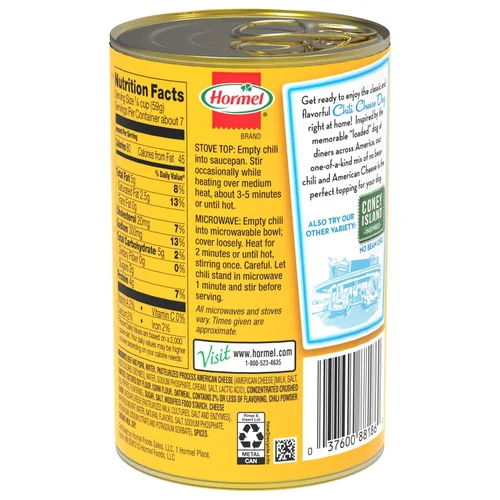 Miniatura 3 de HORMEL Chili Sin frijoles con queso americano, sin ingredientes artificiales, 15 onzas, paquete de 12