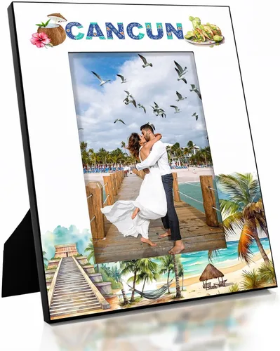 Miniatura 7 de KATE POSH Marco de fotos Cancún, vacaciones familiares en Cancún, México, luna de miel, boda, decoración de playa (5 x 7 - horizontal)