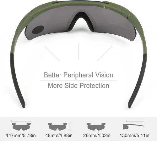 Miniatura 3 de xaegistac Tactical Shooting Glasses with 3 Interchangeable Lens High Impact Eye Protection Verde