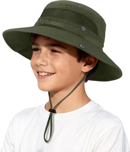 Miniatura 14 de Sombrero de sol para niños con protección solar UPF 50+, sombrero de pescador para niños y niñas, ala ancha, verano, playa, pesca, safari, sombrero
