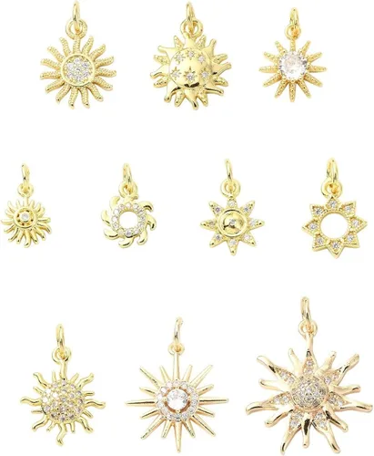 Miniatura 19 de Stiesy Dijes de latón dorado para hacer joyas, colgantes a granel para collares, pulseras, aretes, manualidades, Vidrio, Sin piedra preciosa